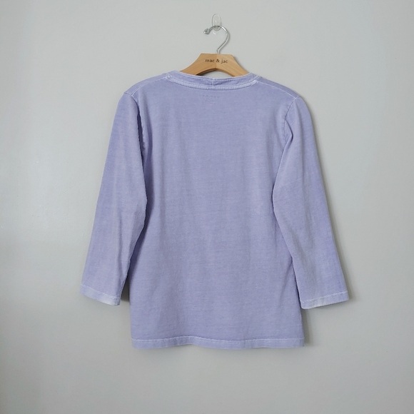 Woolrich Button Front T-Shirt 3/4 Sleeve Top Lilac Size Small - Picture 2 of 10